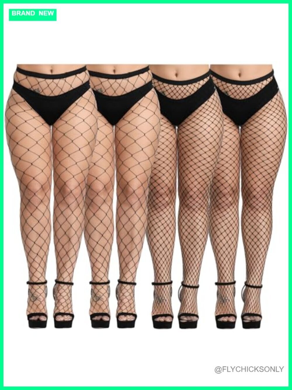 4 Pairs Plus Size Fishnets Tights Cross Mesh Thigh High Stockings